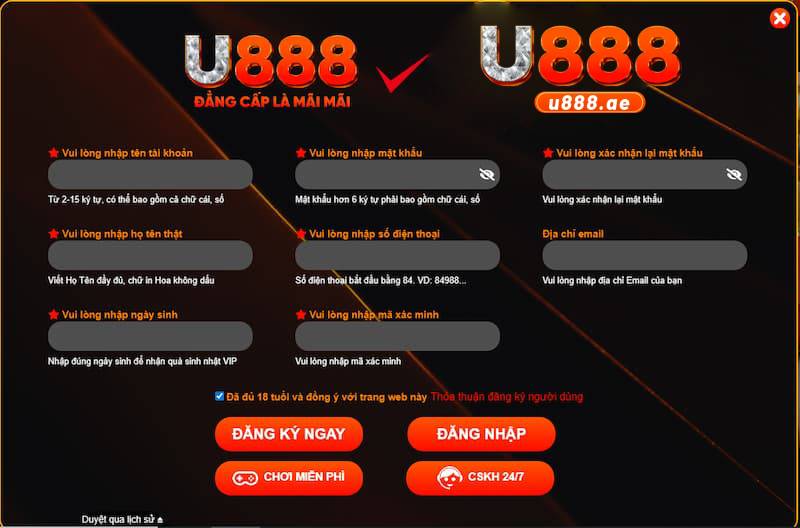 U888 35 Thủ tục mở tài khoản cá cược